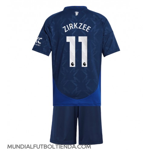 Camiseta Manchester United Joshua Zirkzee #11 Segunda Equipación Replica 2024-25 para niños mangas cortas (+ Pantalones cortos)